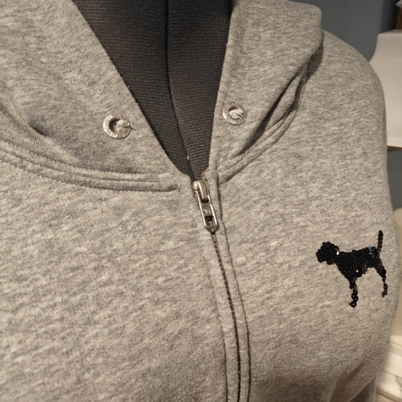 Victoria's Secret PINK Hibiscus Flower Bling Sequin Hoodie Size Large No String - Picture 3 of 6